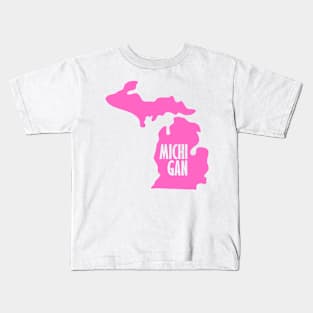 Michigan - Pink Kids T-Shirt